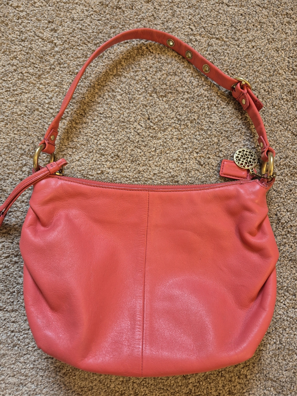 Vintage Coach Coral Leather Shoulder Bag - Women's Stylish Hobo 42732